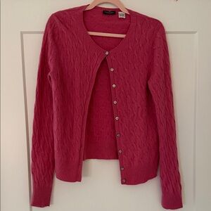 Philosophy 100% Cashmere Fuchsia Cable Knit Cardigan
